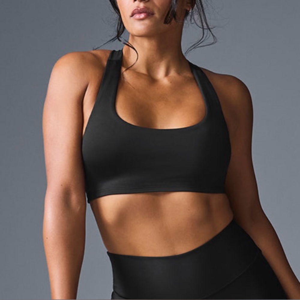 ALO Yoga Black Scoop Neck Sports Bra
